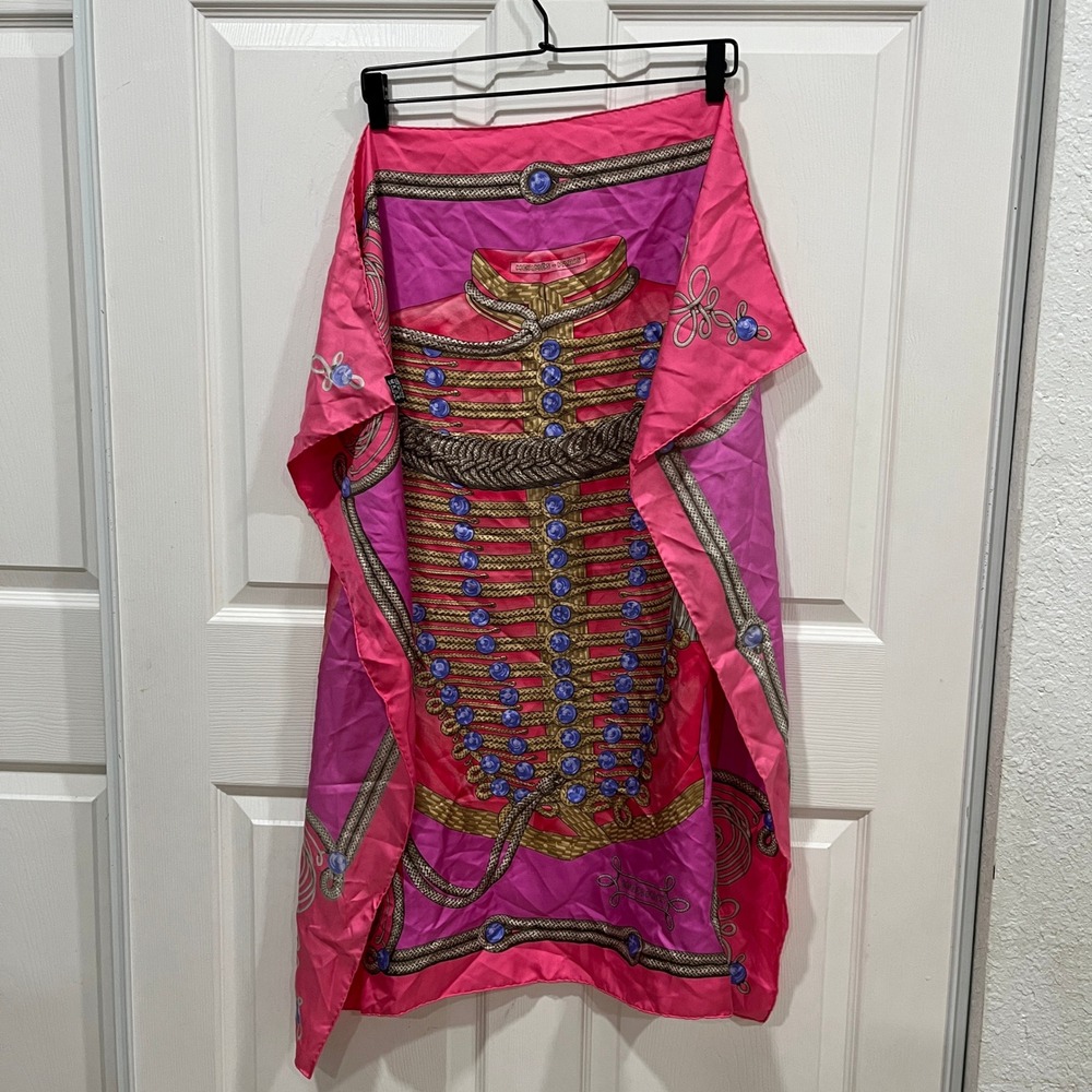 Hermes Paris Silk Scarf Branderbourgs Fuchsia Pink Designer Vintage Accessory‎